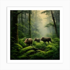 Pigs In The Forest art print 1 Art Print