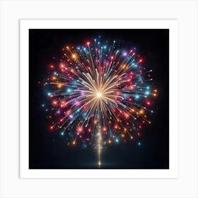 Fireworks On Black Background 1 Art Print