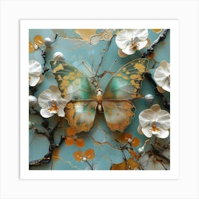 Orchids And Butterflies Art Print