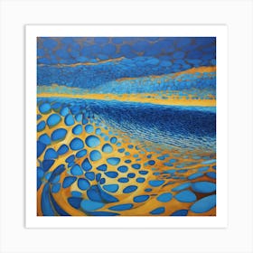 Op art, Blue waves Art Print