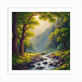 River In The Forest Art Print