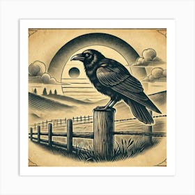 Tattoo Crow 1 Art Print