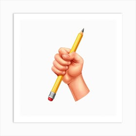 Hand Holding A Pencil Art Print