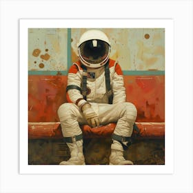 Astronaut Sitting On A Bench Art Print