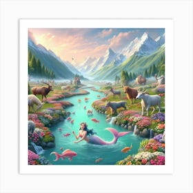 Mermaid In The River 1 Art Print