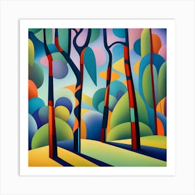 Trees In The Forest Abstract Art Print