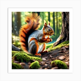 Squirrel In The Forest 399 Art Print