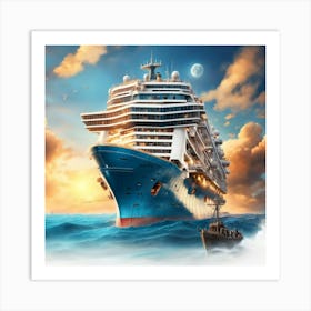 Cruise Ship In The Ocean Art Print