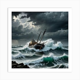 Waves and Wings: The Stormy Voyage Art Print