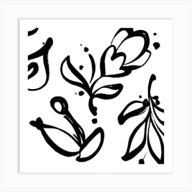 Flowers In Black And White Art Print