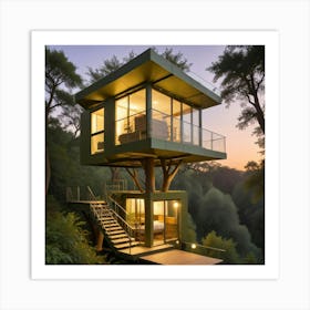 Olive Drab And Military Grey Modular Treehouse Art Print