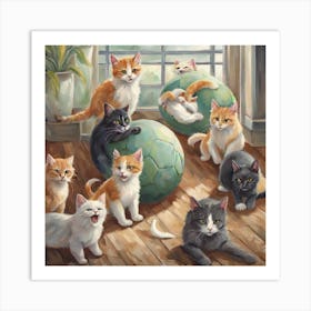 Cats Playing In Ball 231462094 Art Print