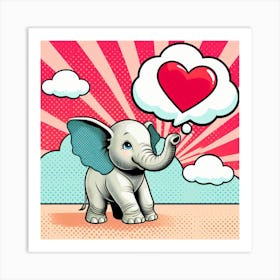 Tiny Elephant and a Heart, pop art 3 Art Print