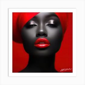 Lady In Red - Portrait Of A Black Woman Art Print