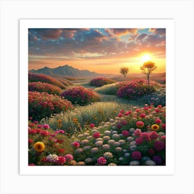 Sunset In The Meadow Art Print