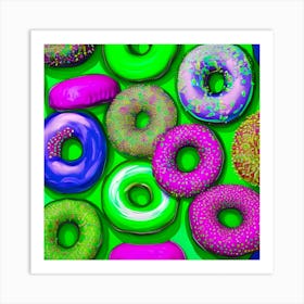 Colorful Donuts Green Art Print