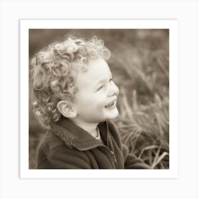 Black And White Portrait Of A Young Boy Art Print