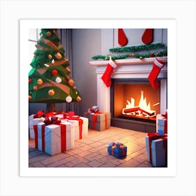 Christmas Tree And Presents 5 Art Print