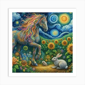 Horse In The Night Sky Art Print