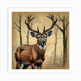 Deer In The Woods 30 Art Print