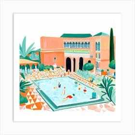 Pool days with family Art Print