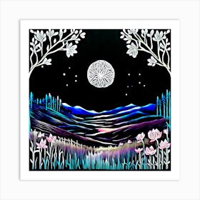 Moonlight Landscape Art Print