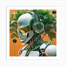 Robot With Plants On His Head 1 Art Print