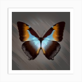 Mechanical Butterfly The Morpho Cisseis Gahua On A Gray Background Art Print