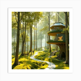 Futuristic Sunny Forest Art Print