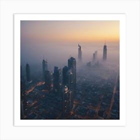 Dubai Skyline At Dusk Art Print