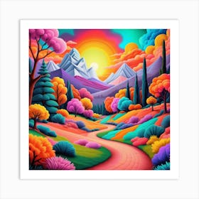 Psychedelic Landscape Painting Art Print