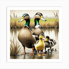 Duck Family 4 Art Print