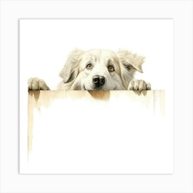 Dog Looking Over A Fence Art Print