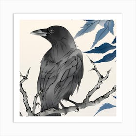 Crow Drawing Art Print