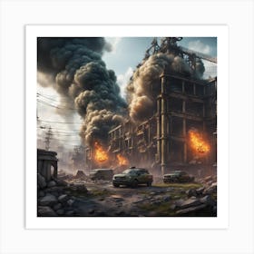 City In Flames Art Print