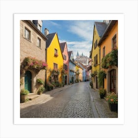 Colorful Street In Germany Paintings Art Print Art Print