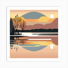 Sunset By The Lake Art Print