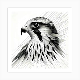 Falcon Head - Abstract Line Art Illustration 45 Art Print