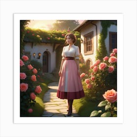 Princess And The Rose Art Print