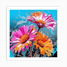 Andy Warhol Style Pop Art Flowers Everlasting Flower 1 Square Art Print