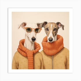 Whippets In Jumpers Art Print