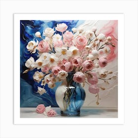 White and blue and pink 1 Art Print