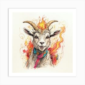 Goat On Fire 17 Art Print