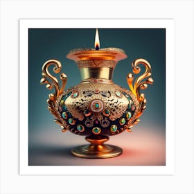 A vase of pure gold studded with precious stones 6 Art Print