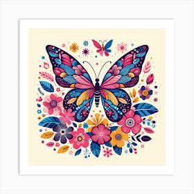 Decorative Floral Butterfly I Art Print