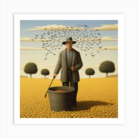 Farmer With A Bucket Art Print