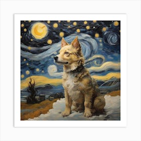 Starry Night Dog Art Print