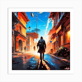 Man Walking Down A Street 2 Art Print