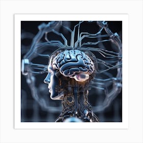 Human Brain With Artificial Intelligence 15 Art Print