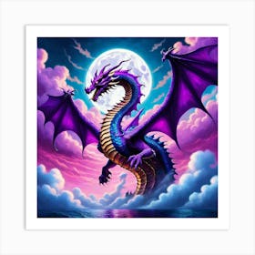 Purple Dragon In The Sky Art Print